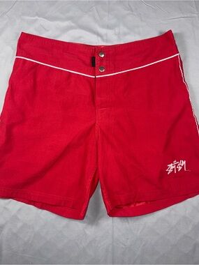 Stussy Stock Logo Board Shorts Red Size XL